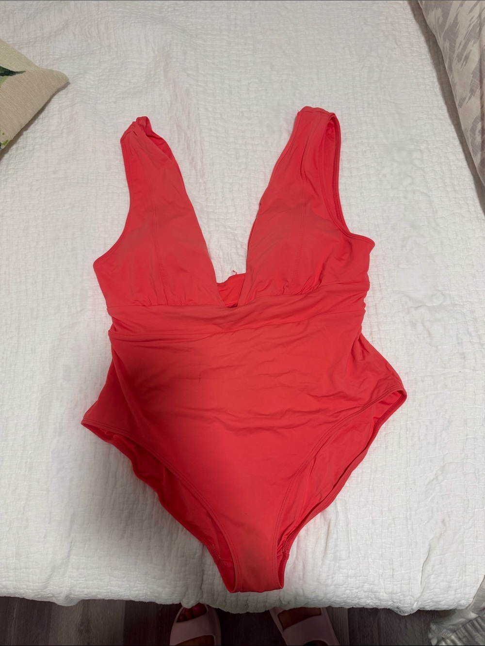Andie women’s Coral One-Piece Swimsuit - Sleeveless V-Neck